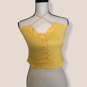 Me To We Cropped Yellow Spaghetti Strap Tank Top